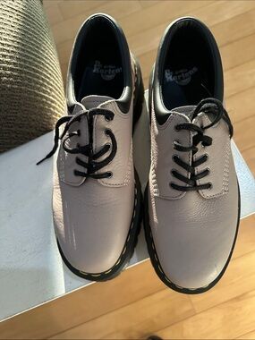 Dr. Martens Men's Lace-Up Oxfords in Light Gray with Black